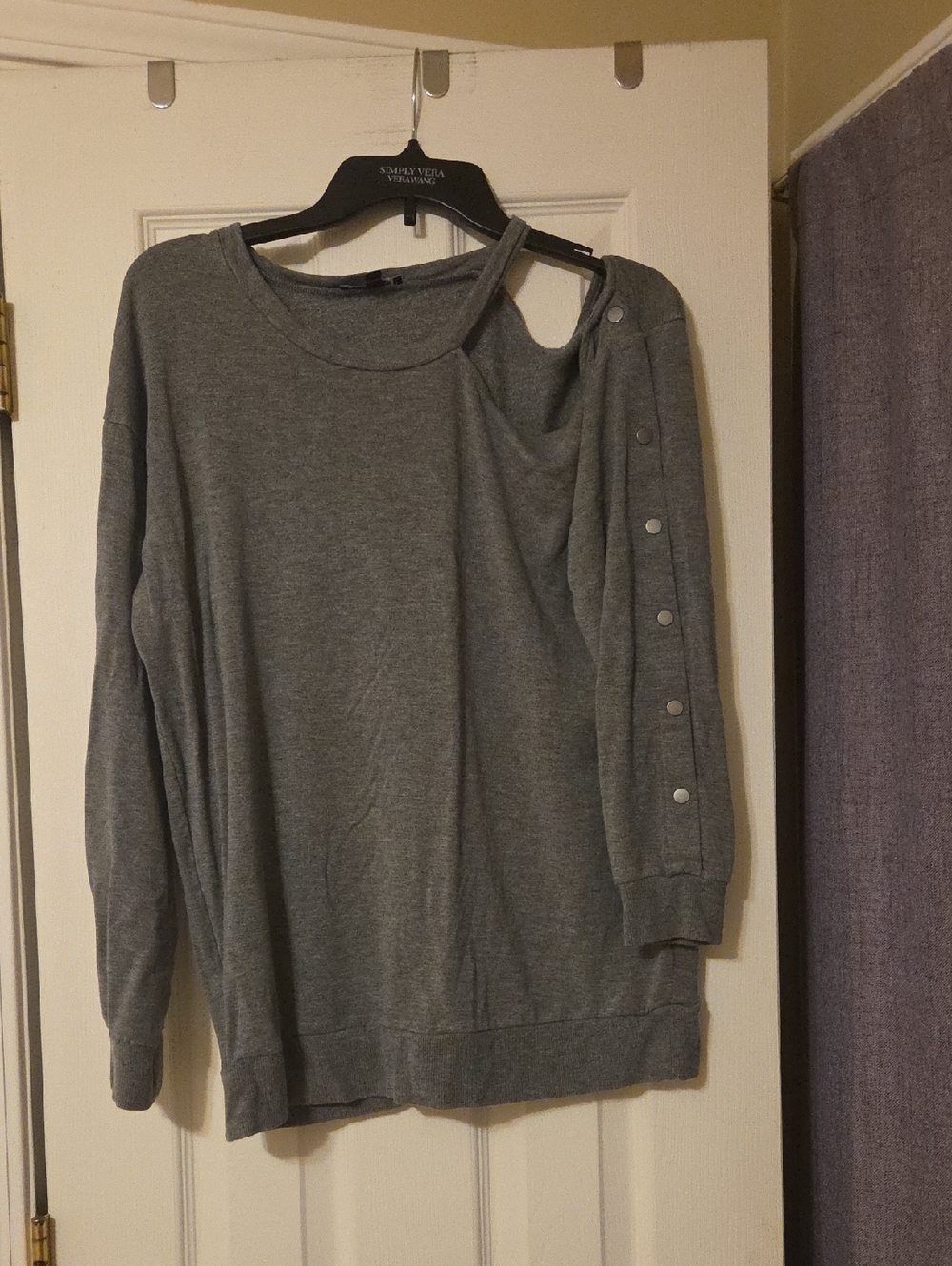 Express Heather Gray Knit Top with Crew Neck